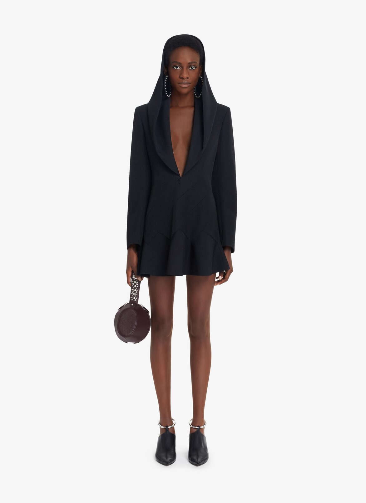 HOODED TAILORED DRESS ALAÏA BLACK HOODED TAILORED DRESS